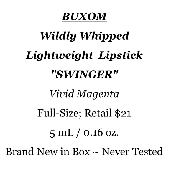 💋BUXOM Wildly Whipped Matte Lip Plumping Liquid Lipstick Magenta-Plum ~ SWINGER - Picture 5 of 6